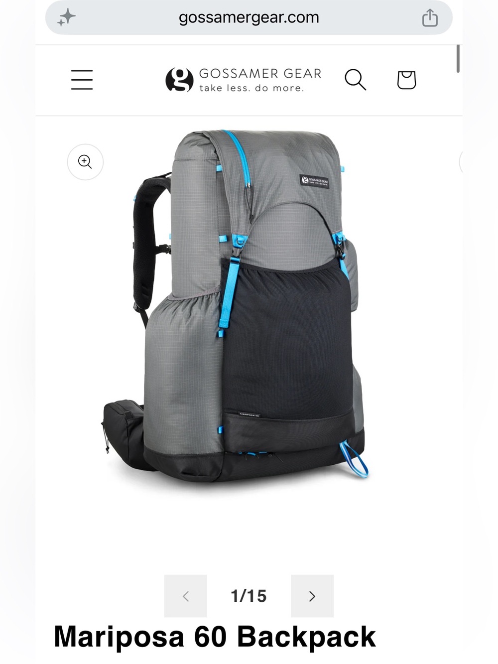 Gossamer Gear Mariposa 60 Backpacking Pack